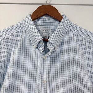 LL Bean Traditional Fit 16.5 36 Blue Check Oxford Preppy Shirt Timeless